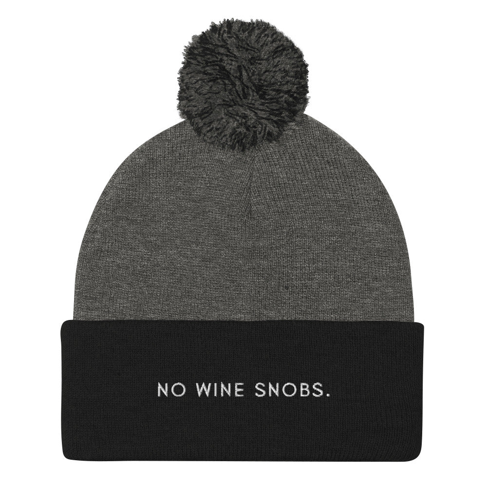 No Wine Snobs Pom-Pom Beanie