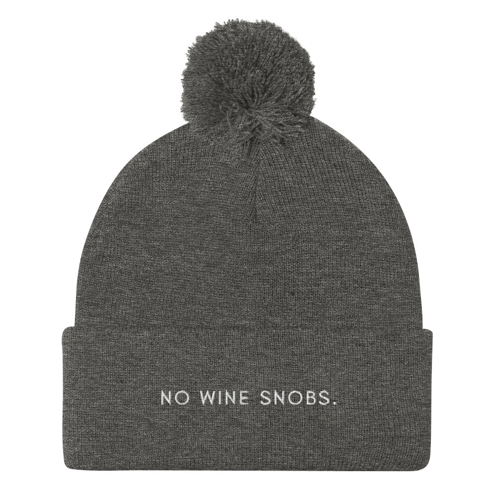 No Wine Snobs Pom-Pom Beanie