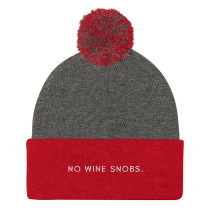 No Wine Snobs Pom-Pom Beanie